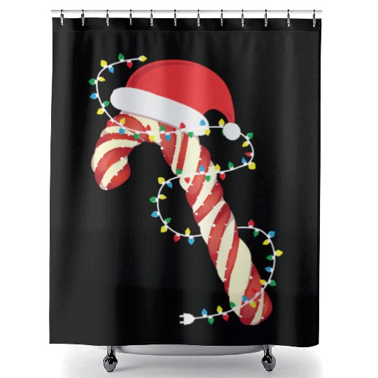 Christmas Candy Cane Santa Xmas Kids Toddler Youth Shower Curtains