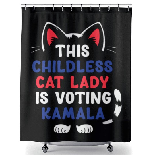 Funny This Childless Cat Lady Is Voting Kamala Shower Curtains