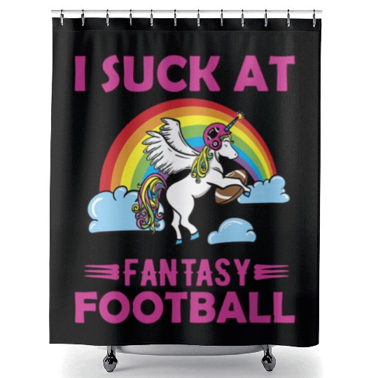 I Suck at Fantasy Football Unicorn Rainbow Shower Curtains