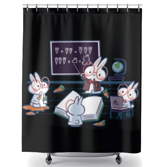 Bunnies Math, Funny Back To School Shower Curtains