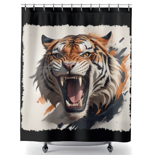 Don't Make a Roaring Tiger Angry Shower Curtains