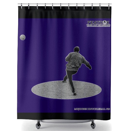 Black White Blue Knuckleball Poster 18 Shower Curtains
