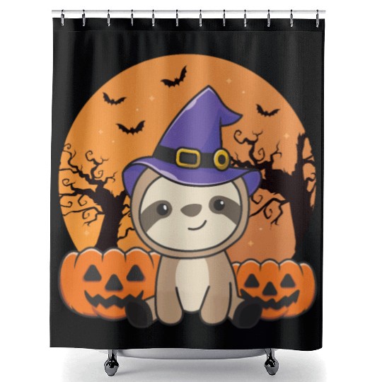 Fault Witch Pumpkin Sloths Happy Halloween Shower Curtains