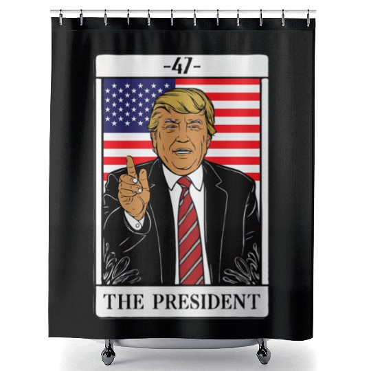 Trump 2024 The President Tarot Card 47 Premium Shower Curtains