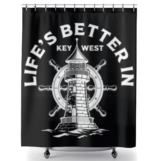 Florida Sailing LIFE'S BETTER IN KEY-WEST Shower Curtains