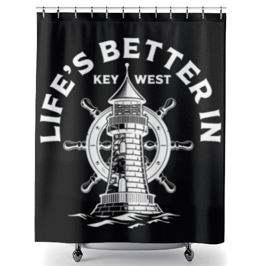 Florida Sailing LIFE'S BETTER IN KEY-WEST Shower Curtains