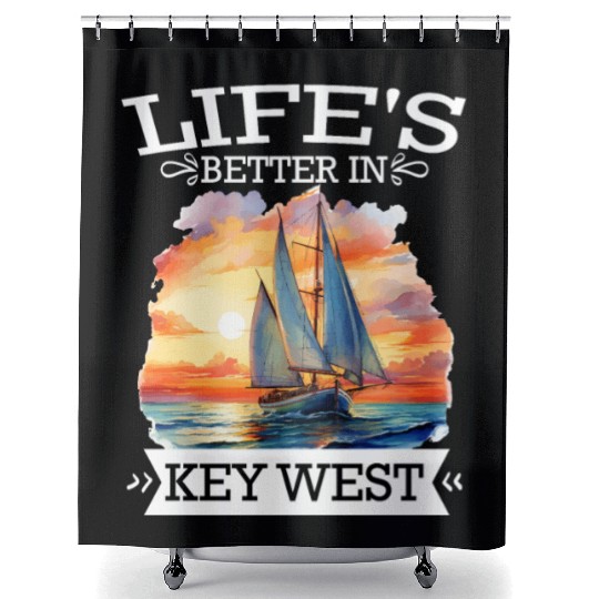 Florida Sailing LIFE'S BETTER IN KEY-WEST Shower Curtains