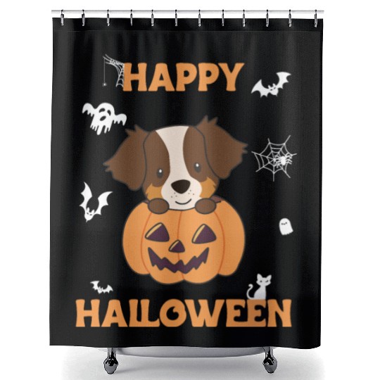Australian Shepherd In Pumpkin Cute Happy Shower Curtains