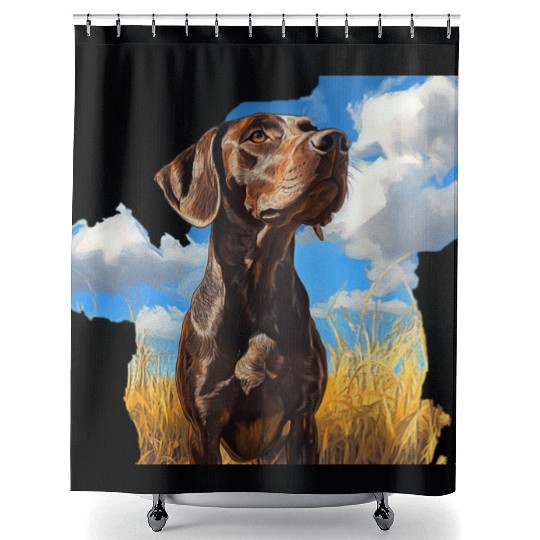 German Shorthaired Pointer Watercolor Picture Shower Curtains