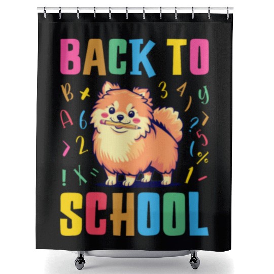 Back To School with a Cute Pomeranian Shower Curtains