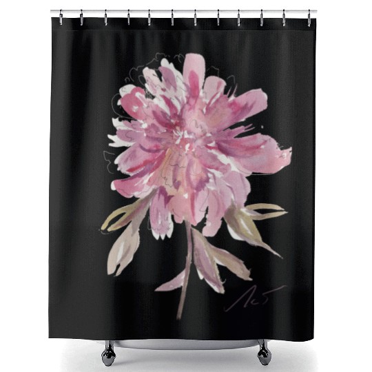 Peony loose watercolor hand-painted Shower Curtains