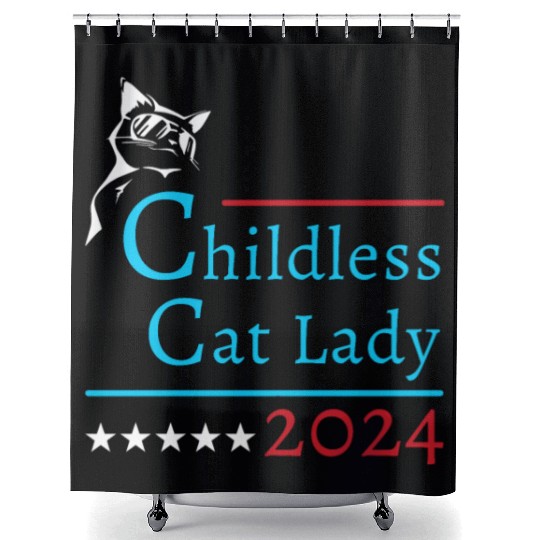 "Childless Cat Lady" Kamala Harris 2024 Shower Curtains