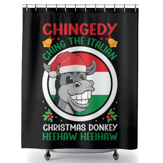 Christmas Donkey Italian Xmas Funny Santa Claus Shower Curtains