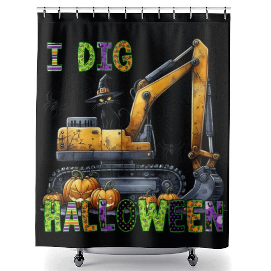 Construction Halloween Toddler I Dig Halloween Exc Shower Curtains