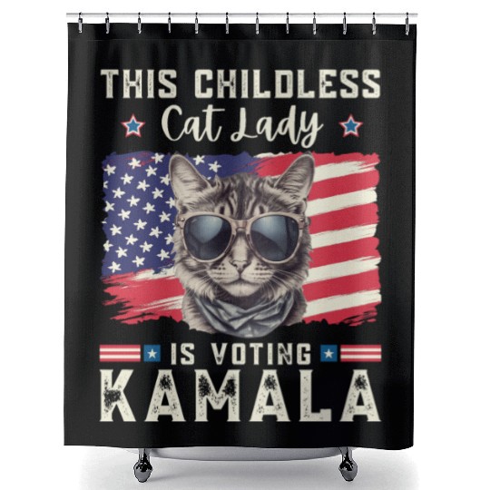 This childless Cat lady for kamala Harris 2024 Shower Curtains