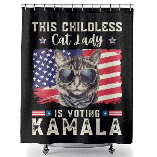 This childless Cat lady for kamala Harris 2024 Shower Curtains