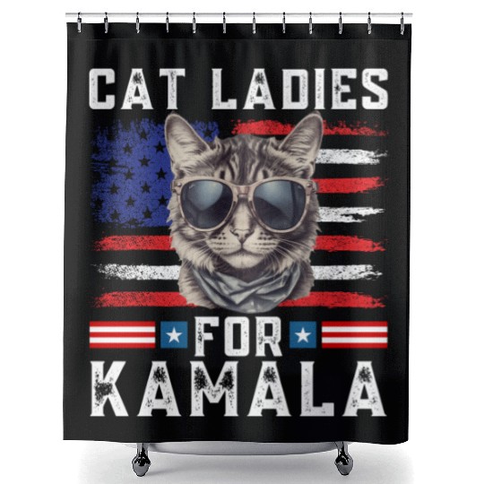 Cat ladies for kamala Harris 2024 Shower Curtains