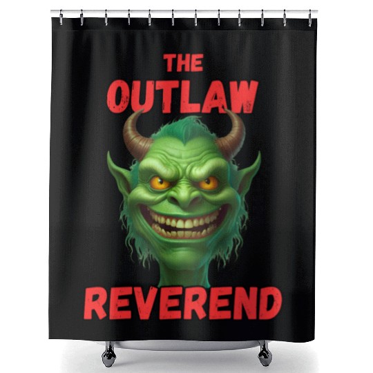 Outlaw Reverend Green Demon Shower Curtains