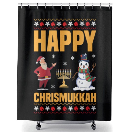 Happy Chrismukkah Funny Hanukkah Christmas Santa Shower Curtains