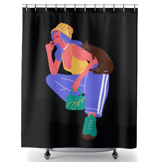 Urban Fashionable Girl Shower Curtains