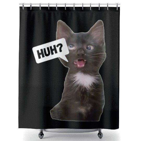 Funny Cross Eyed Cat Meme Huh Funny Cat Shower Curtains