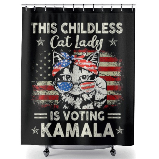 This Childless Cat Lady is Voting Kamala Harris 20 Shower Curtains