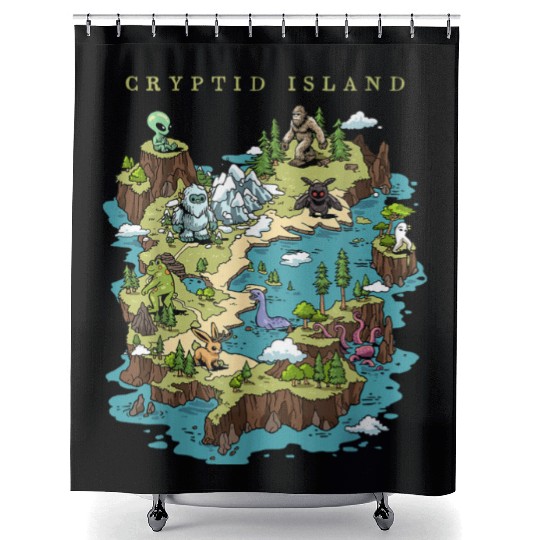 Cryptid Bigfoot Loch Ness Monster Mothman Jersey Shower Curtains
