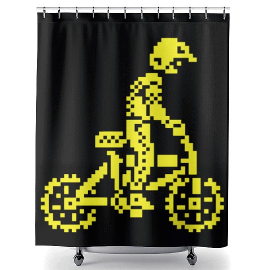 BMX Bike Bandits ZX Spectrum 8-bit Shower Curtains
