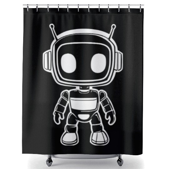 Robot, Game Character, Gamer logo, Mascot Shower Curtains