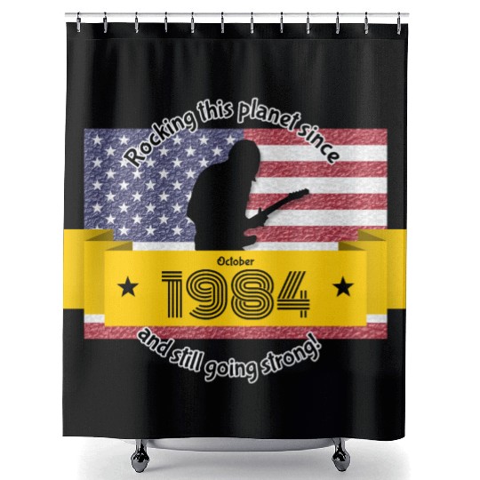 40th birthday Rocking this planet since 10/1984 Shower Curtains