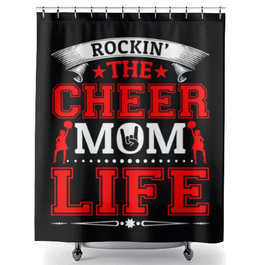 Rockin Cheer Mom Life Cheerleading Mother's Day Shower Curtains