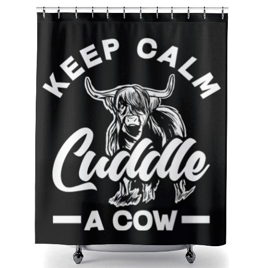 Keep Calm Cuddle A Highland Cow Shower Curtains