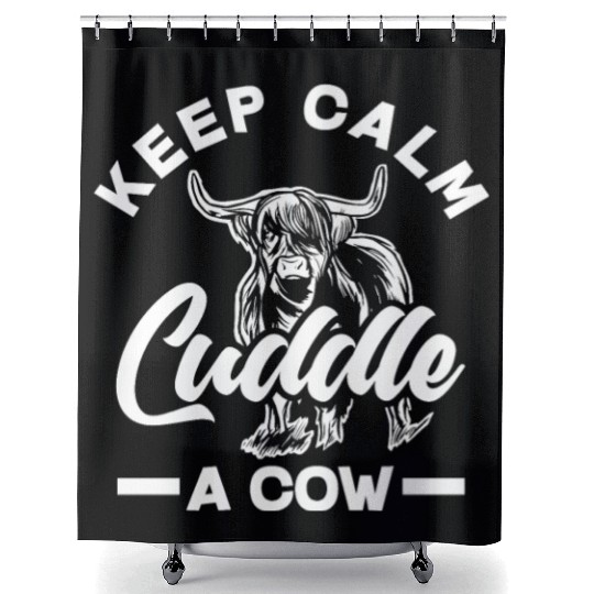 Keep Calm Cuddle A Highland Cow Shower Curtains