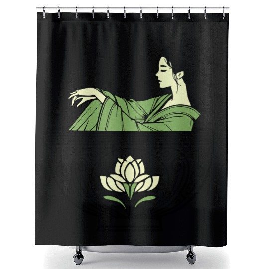 Serenity Women in a Lotus Bowlof Tea Shower Curtains