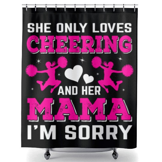 Loves Cheer Mom Cheerleading Mommy Mother's Da Shower Curtains