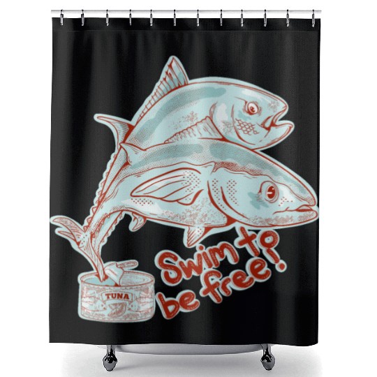 Swim to be free Shower Curtains