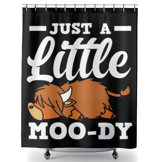 Just A Little Moody Highland Cow Shower Curtains