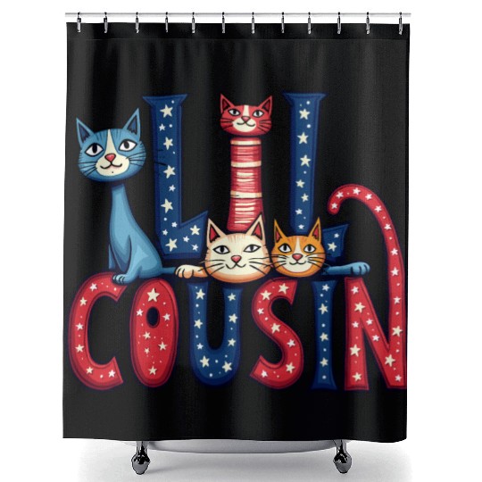 Matching Family Gift Shower Curtains Purr-Fect Cousin Kitty