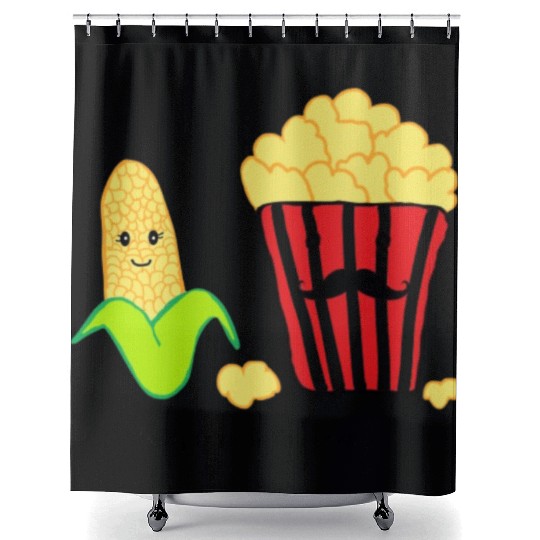 Baby corn and Popcorn Father and Baby design Shower Curtains