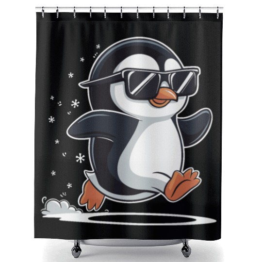 Jogging Penguin Jogger Running Winter Cool Penguin Shower Curtains