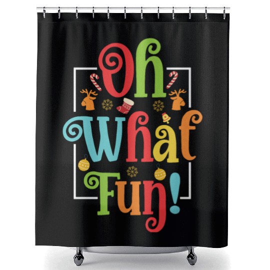 Oh What Fun Christmas Shower Curtains With Wreath And Tree