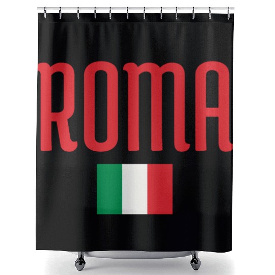 Vibrant Rome Italy Flag Typography Design Shower Curtains