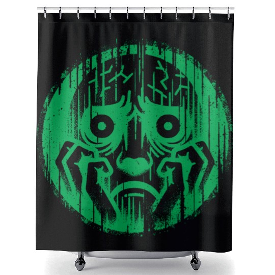 Green Anxiety Portrait Shower Curtains
