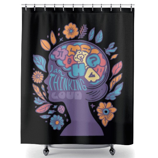 INTROVERTED GIRL: I am thinking LOUD, graphic Shower Curtains