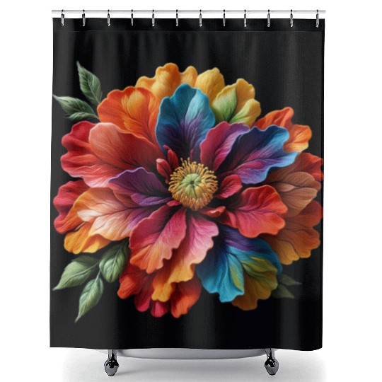 Vibrant Spectrum Bloom Shower Curtains