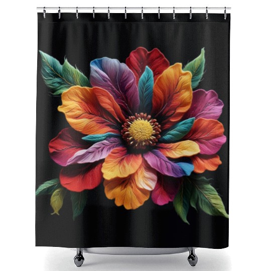 Spectrum Bloom - A Symphony of Floral Hues Shower Curtains
