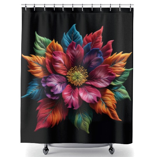 Spectrum Bloom - The Vivid Floral Symphony Shower Curtains