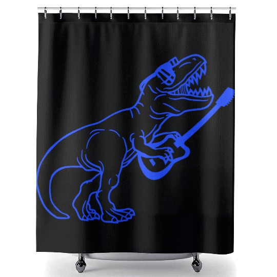 T. Rex Dino DJ Dinosaur Party Animal Plays Guitar Shower Curtains