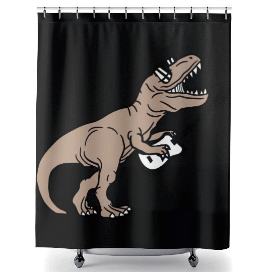 T. Rex Dino DJ Dinosaur Party Animal Plays Guitar Shower Curtains