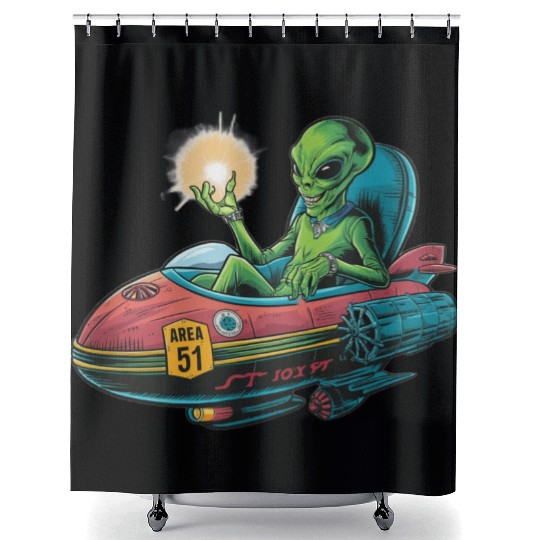 Alien in Area 51 Craft Shower Curtains